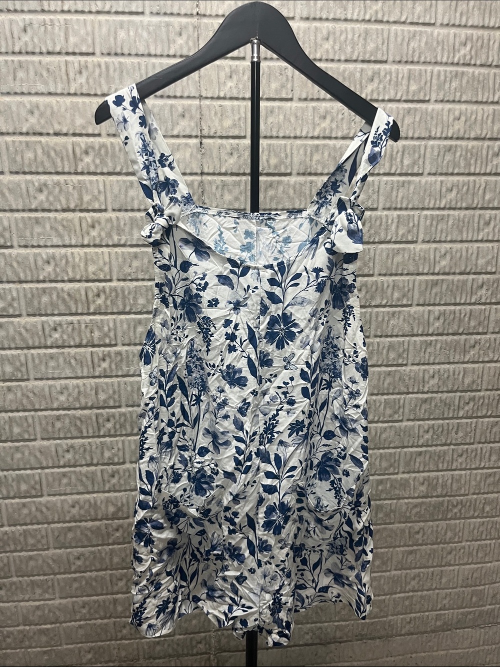 Cupshe White Camisole Dress with Blue Floral Print